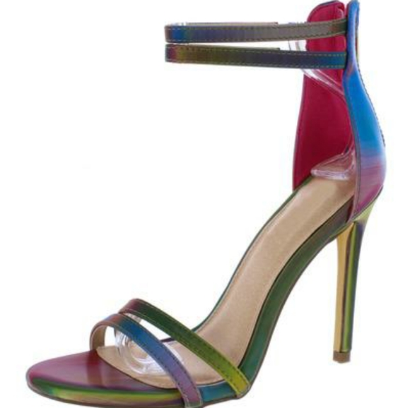 LILIANA Rainbow Ankle Strap Open Toe Heel - Picture 2 of 5
